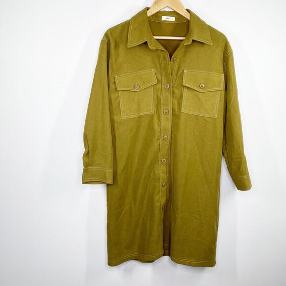 MEIER.Q Khaki Brown Long Sleeve Button Front Dress Women's Size Medium/Large M/L - Picture 1 of 9